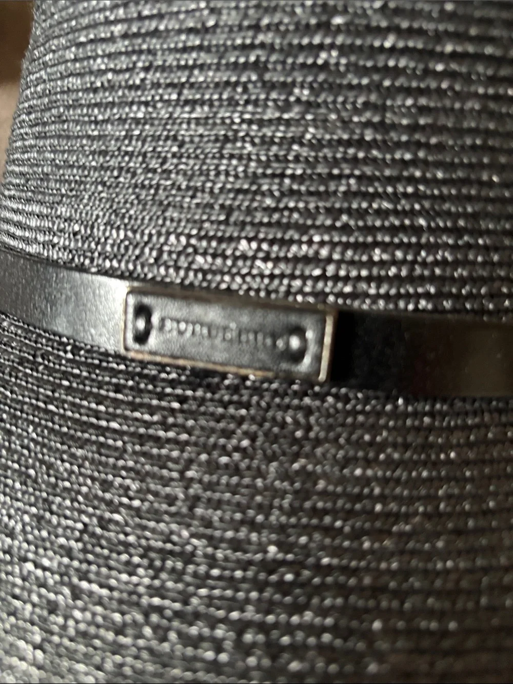 Burberry Black Raffia Bucket Hat with leather Trim sz medium